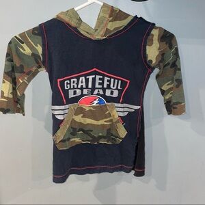 Cool Grateful Dead Camo & Black Layered Hoodie/Tunic.
